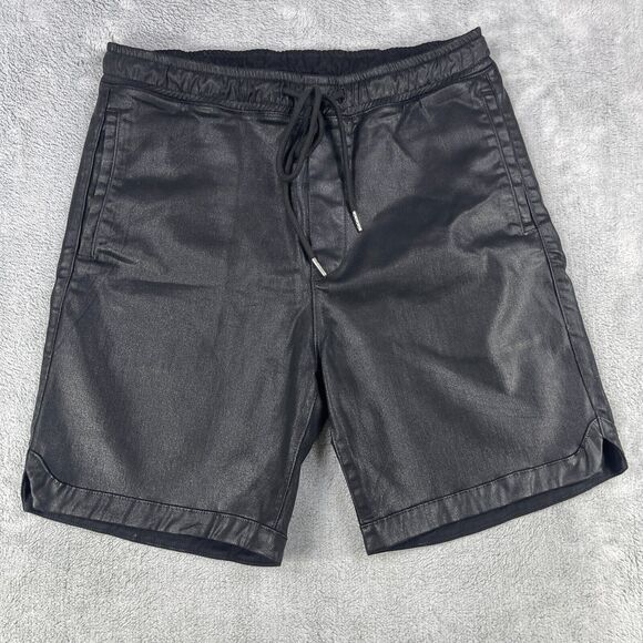 Denim Capital Shorts Men's 30 Black 7.5" Inseam Coated Faux leather - Picture 1 of 10